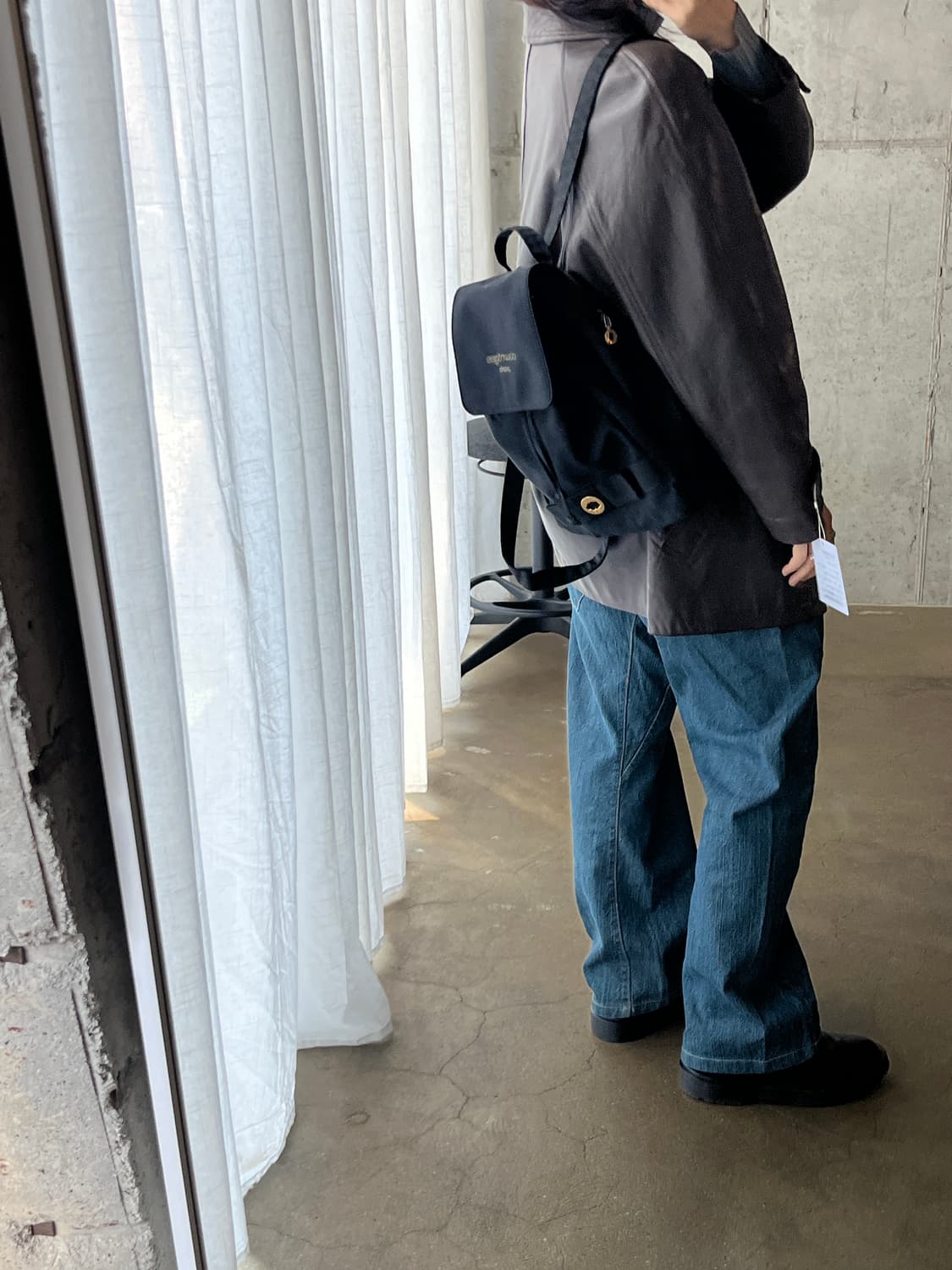 90s Courreges 꾸레쥬 로고 나일론 백팩 블랙 상품이미지2