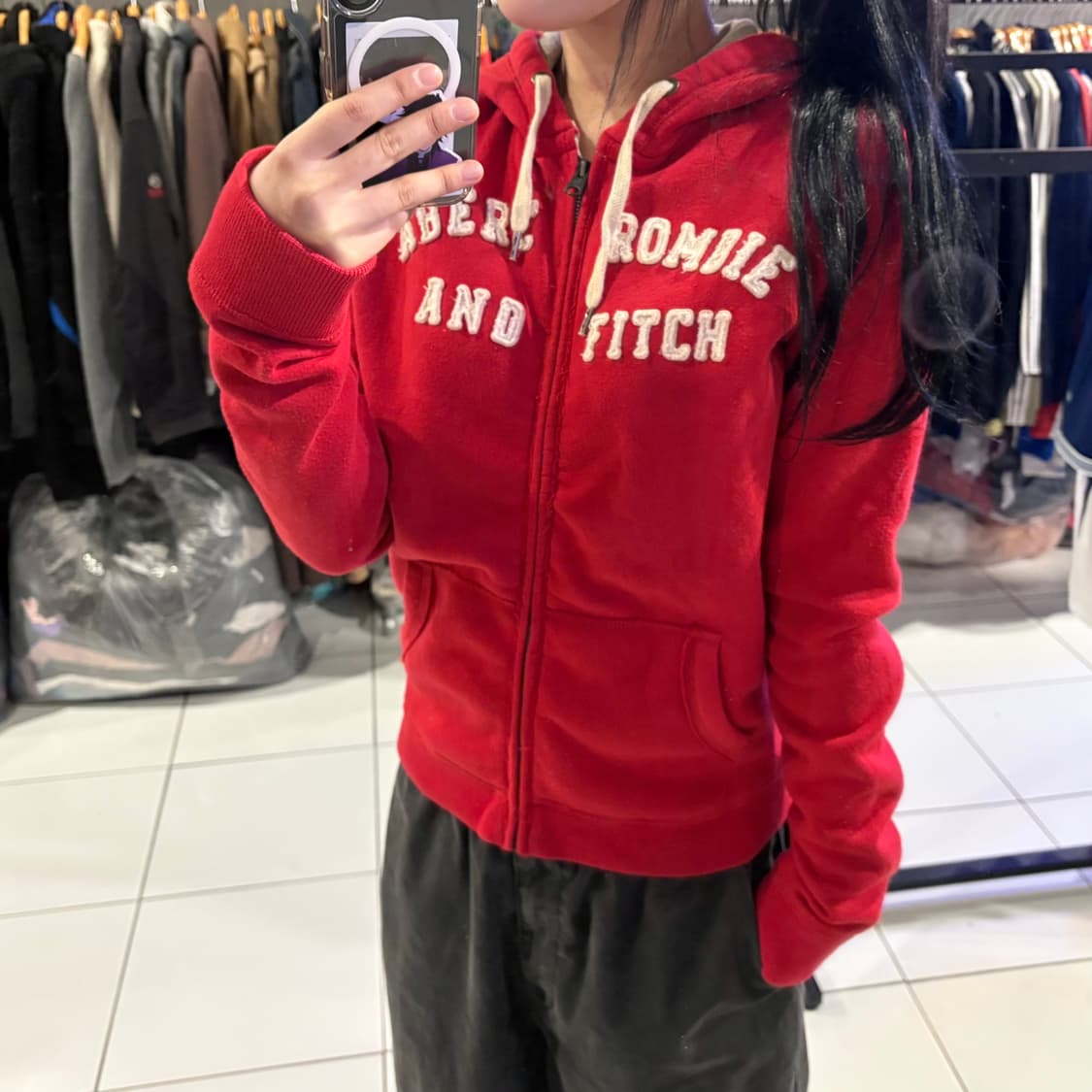 아베크롬비 레드 후드집업 상품이미지1