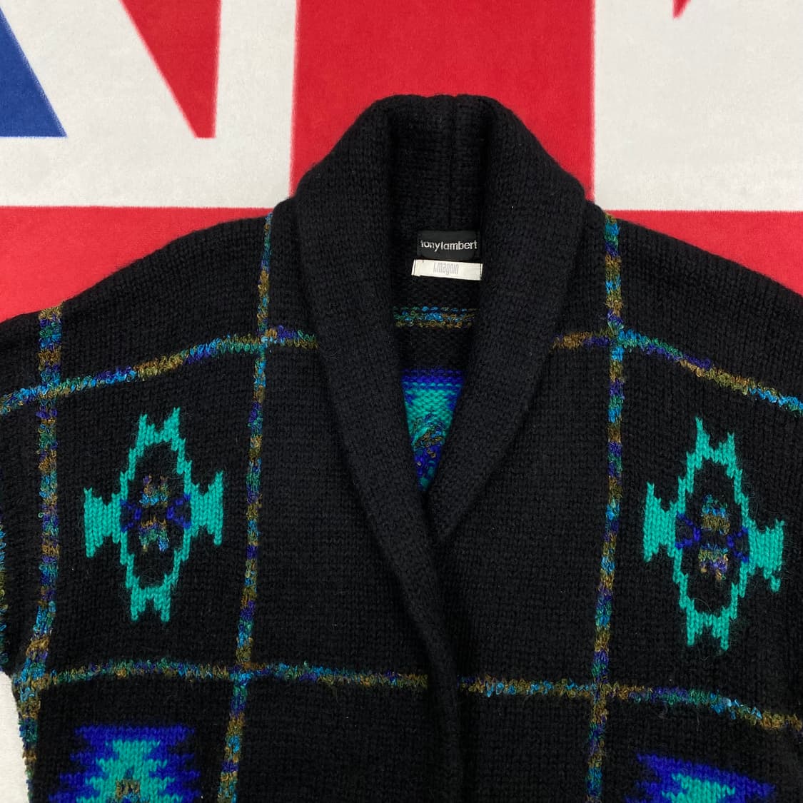 빈티지 오버핏 패턴 가디건 여성 S 실측 66 상품이미지3