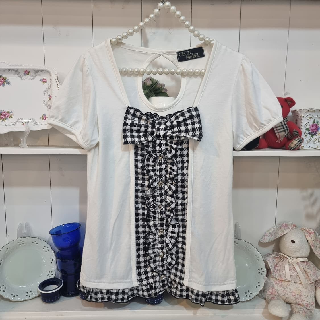 세실 맥비 체크 리본 블라우스 상품이미지5