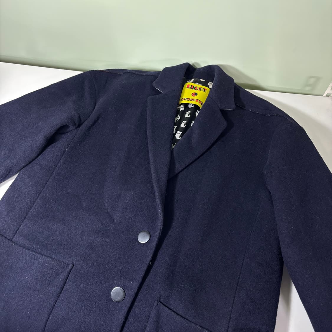 우먼FREE 럭키슈에뜨 다크네이비 울 싱글코트 상품이미지2