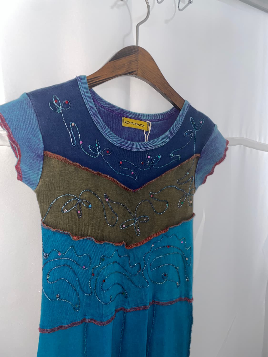 자수 비즈 탑 원피스  블루 2 상품이미지2