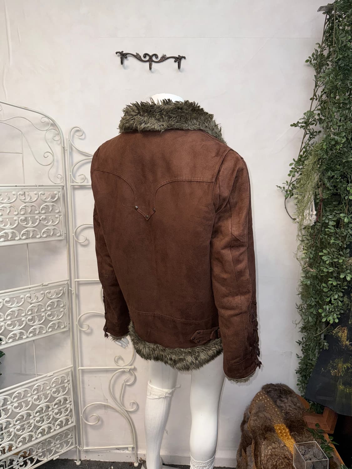 Brown double buckle laceup grunge 무스탕 상품이미지7