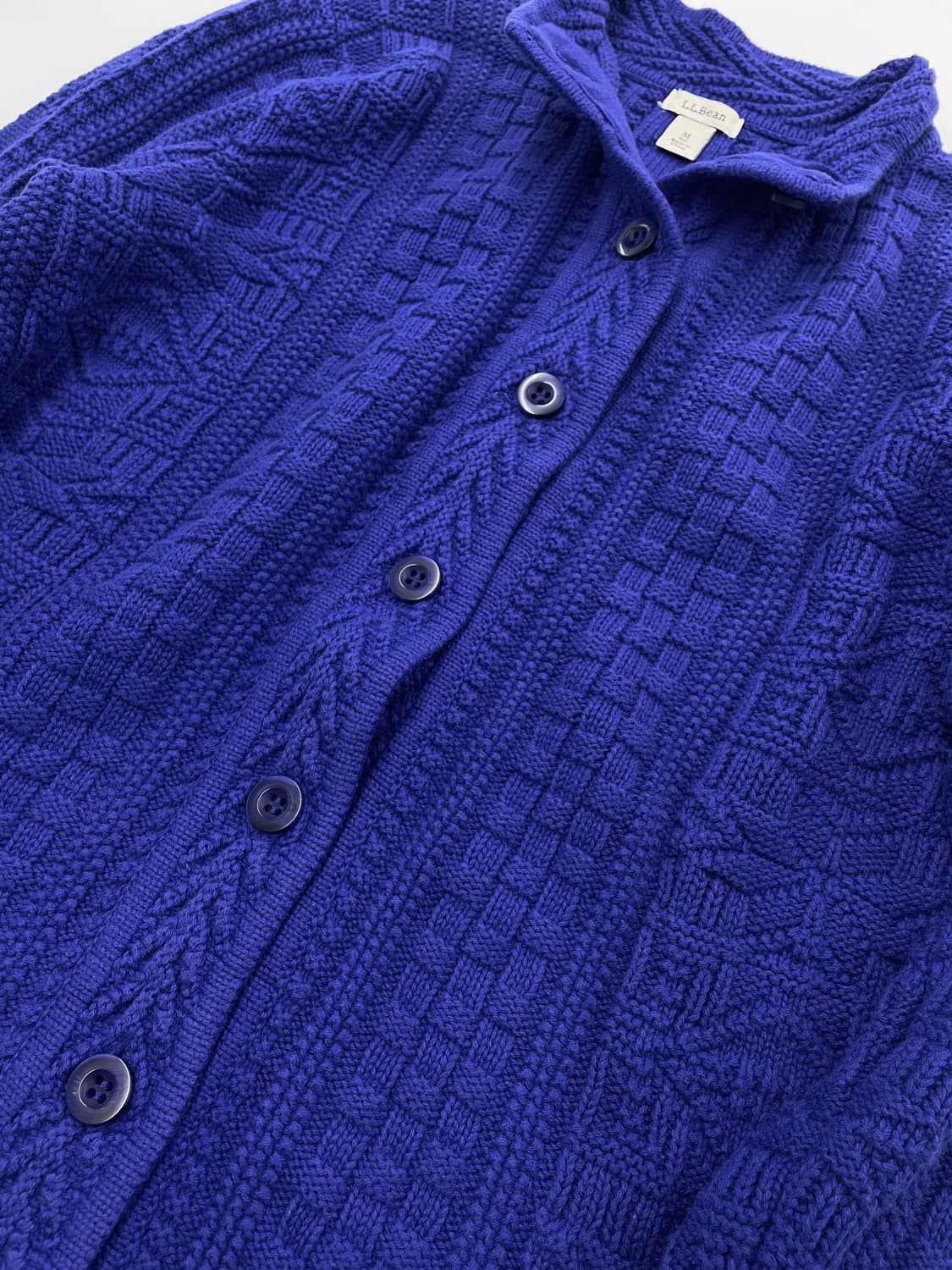 빈티지 엘엘빈 퍼플 블루 코튼 니트 가디건 상품이미지6