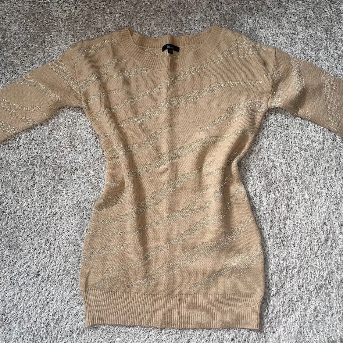 갸루 지브라 브라운 펄 니트 원피스 상품이미지1