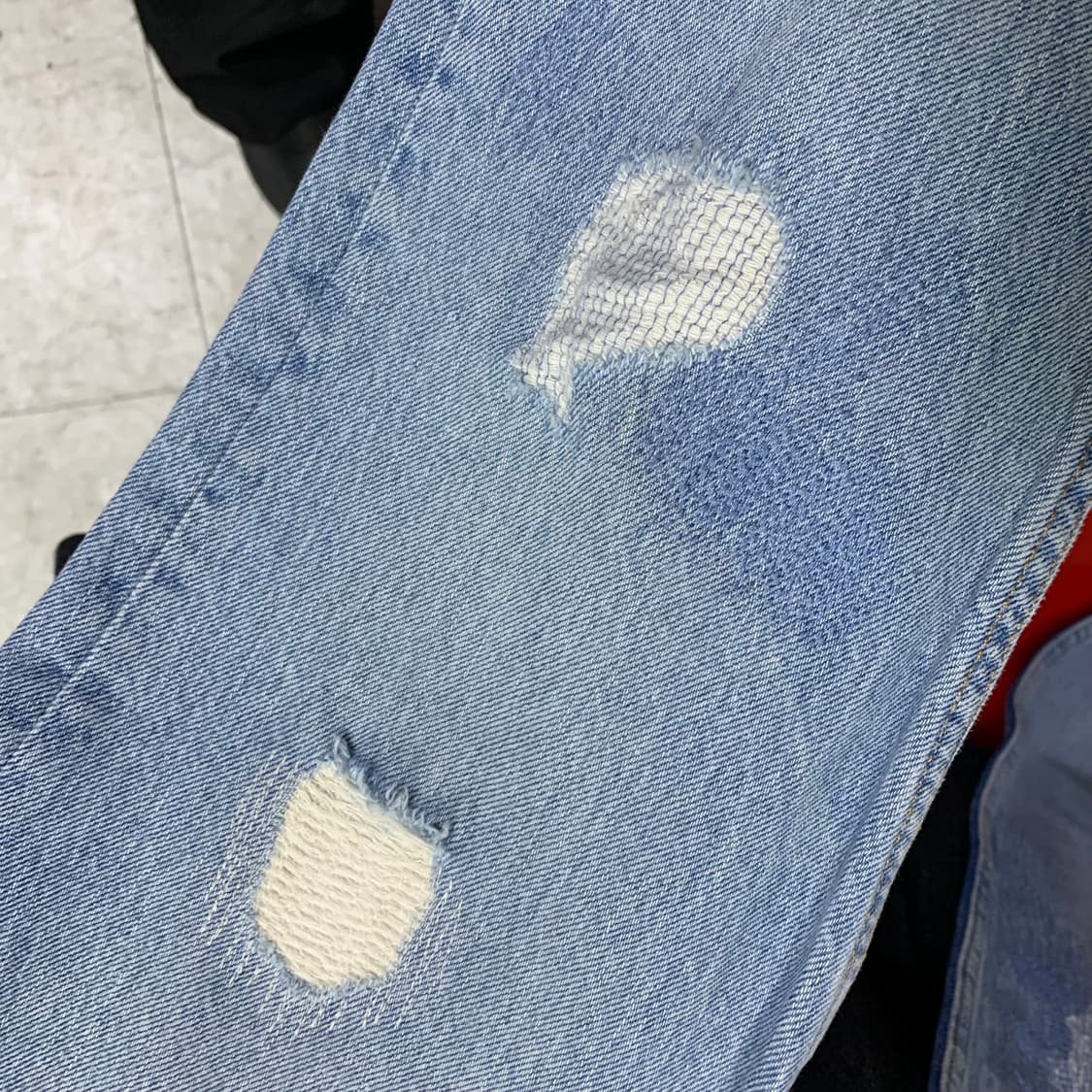 리바이스 빈티지 데미지 청바지 연청 데님 팬츠 30인치 여성 상품이미지10