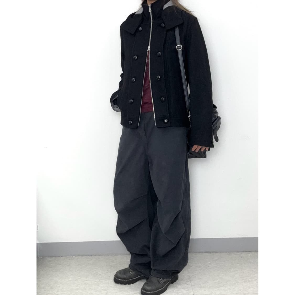 빈티지 블랙 하이넥 울 자켓 상품이미지3