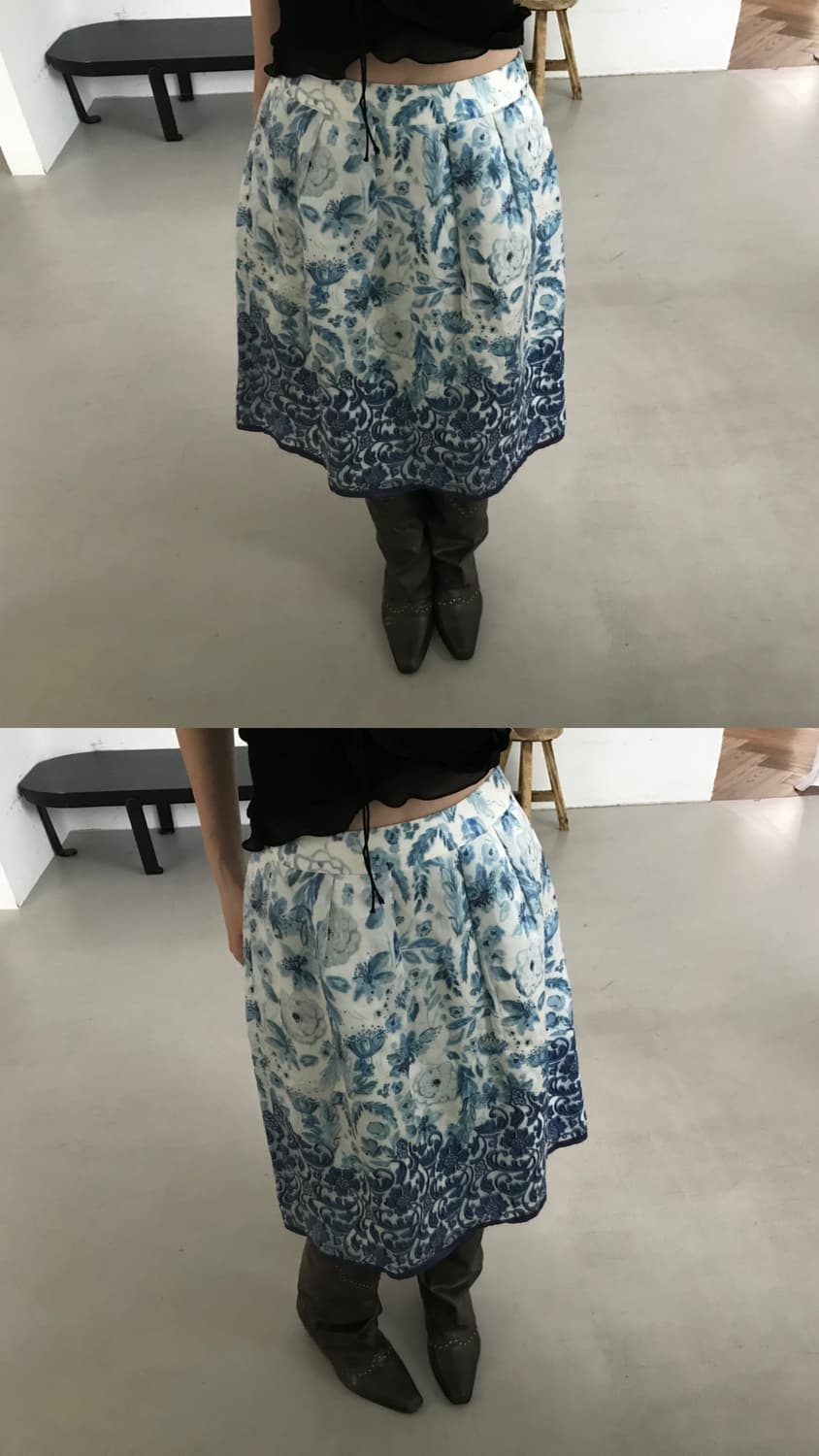  vintage blue pattern skirt 상품이미지5