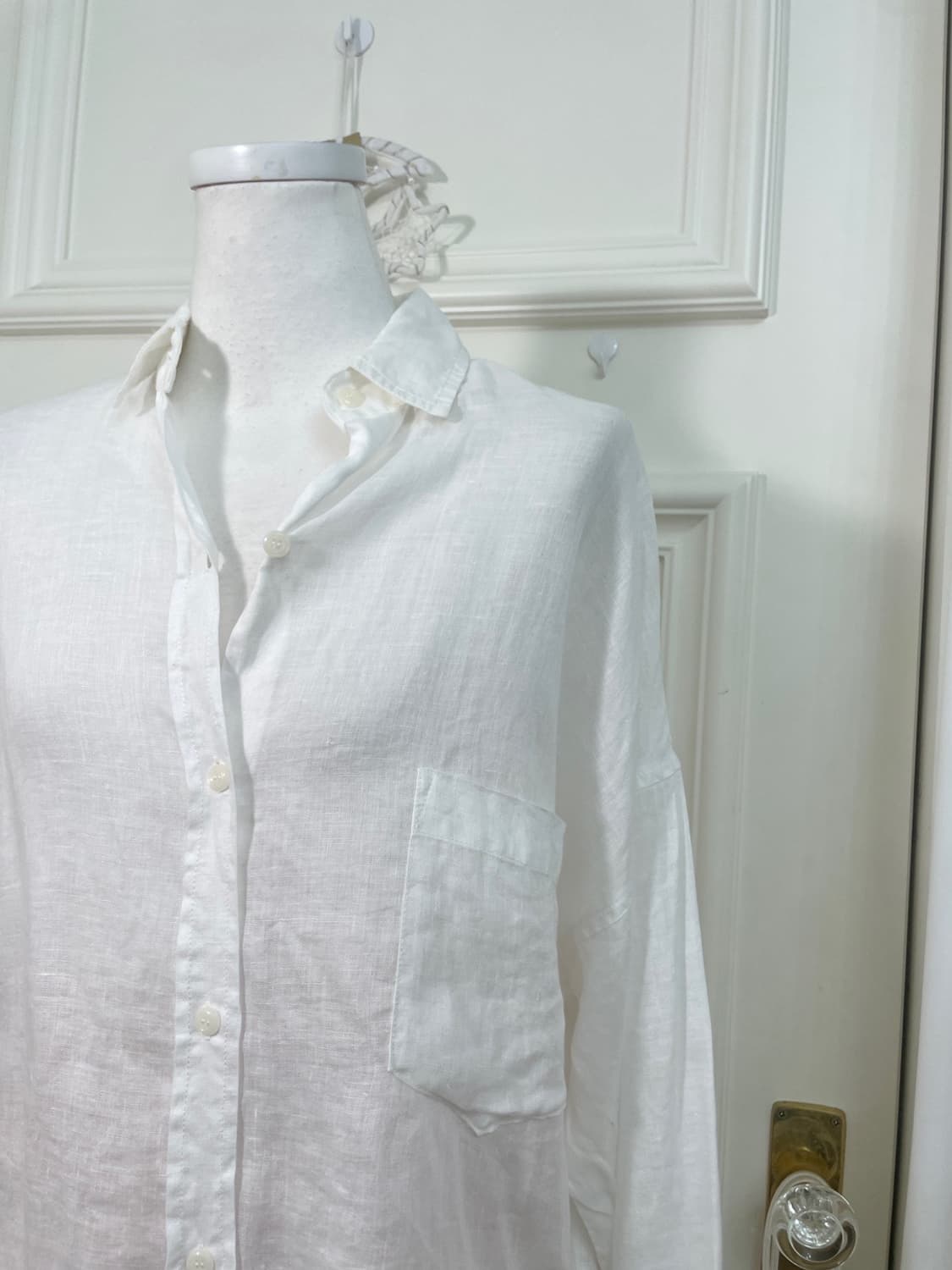 white linen basic pocket point shirt 상품이미지6