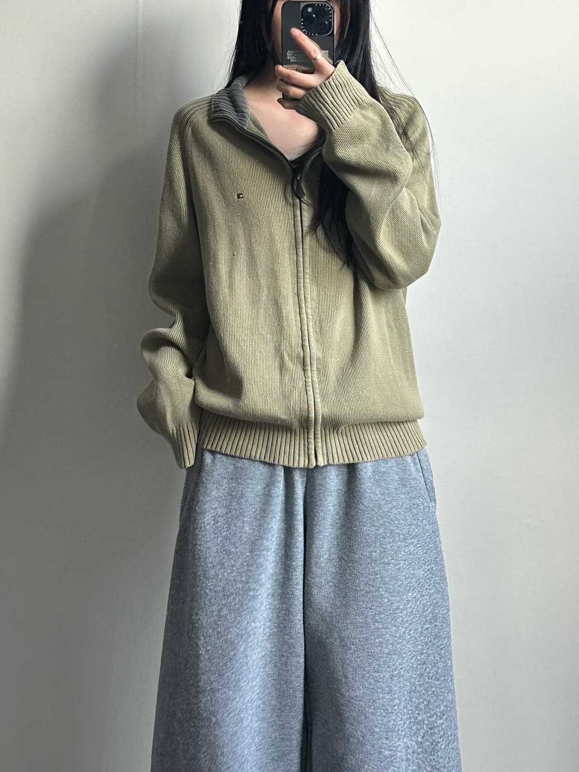 타미힐피거 자수로고 베이지 니트집업 가디건 상품이미지1