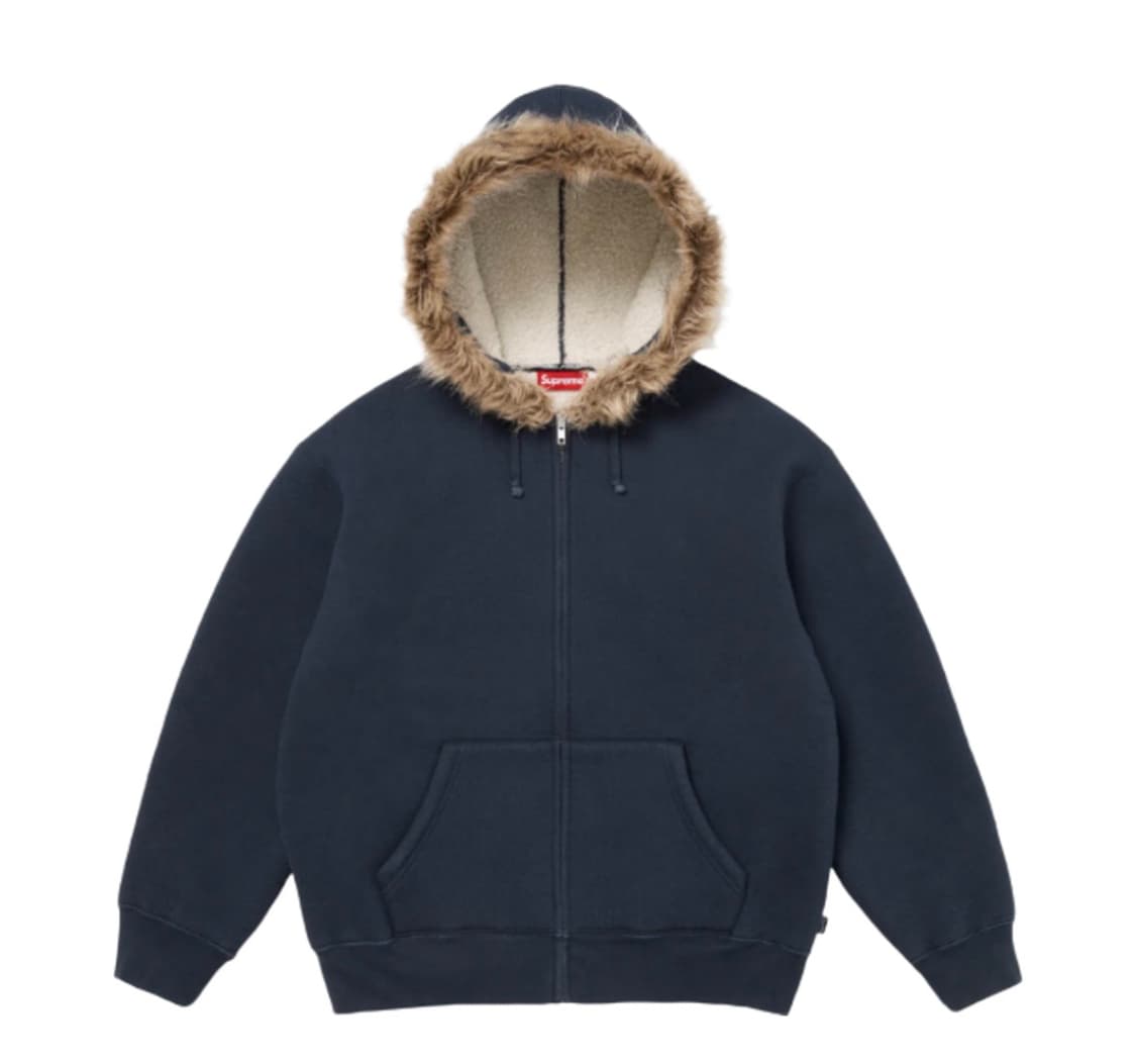 (XL)슈프림 포우 퍼 집업 후드 스웨트셔츠 네이비 상품이미지2