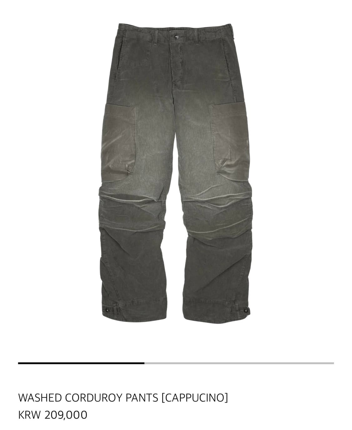 산산기어 WASHED CORDUROY PANTS CAPPUCINO 상품이미지1