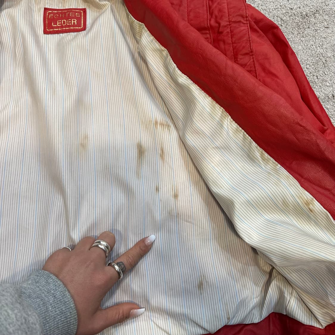 빈티지 양가죽 레드 크롭자켓L 상품이미지6