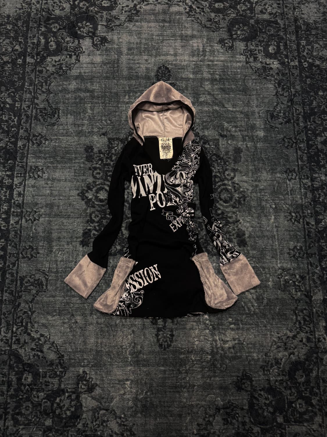 Glitz 00s cross fur fleece hoodie 상품이미지1