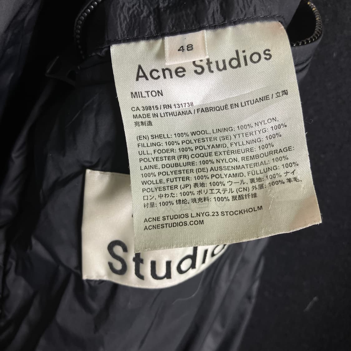 아크네 스튜디오 밀톤 울 패디드 후드 코트 48 상품이미지9