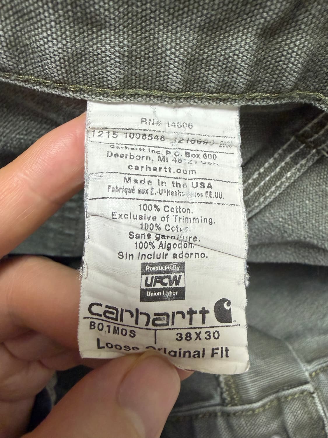 38*30) 칼하트 더블니 모스그린 상품이미지3