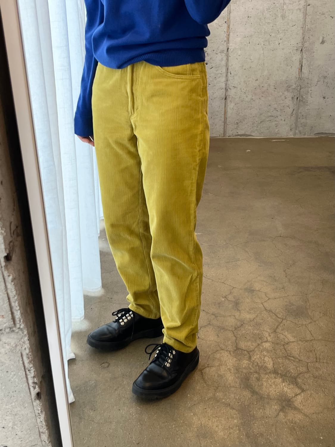 90s 베네통 코듀로이 팬츠 라임 상품이미지3