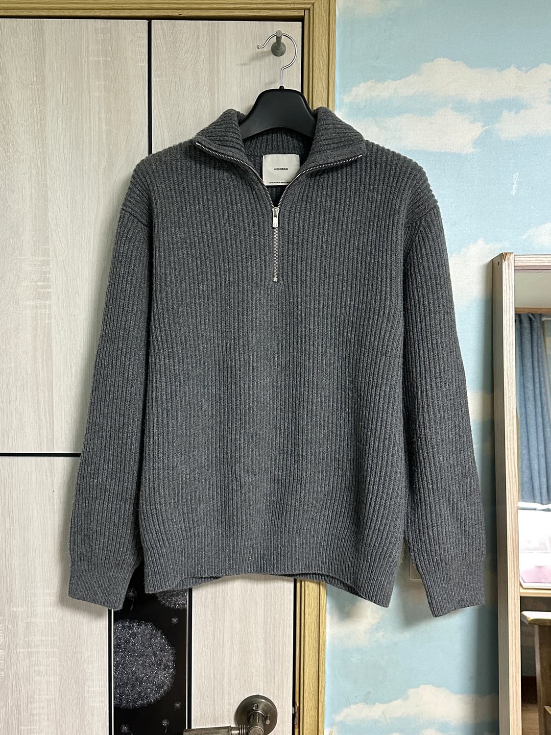 (XL) 인더로우 하프집업 니트 그레이멜란지 상품이미지2