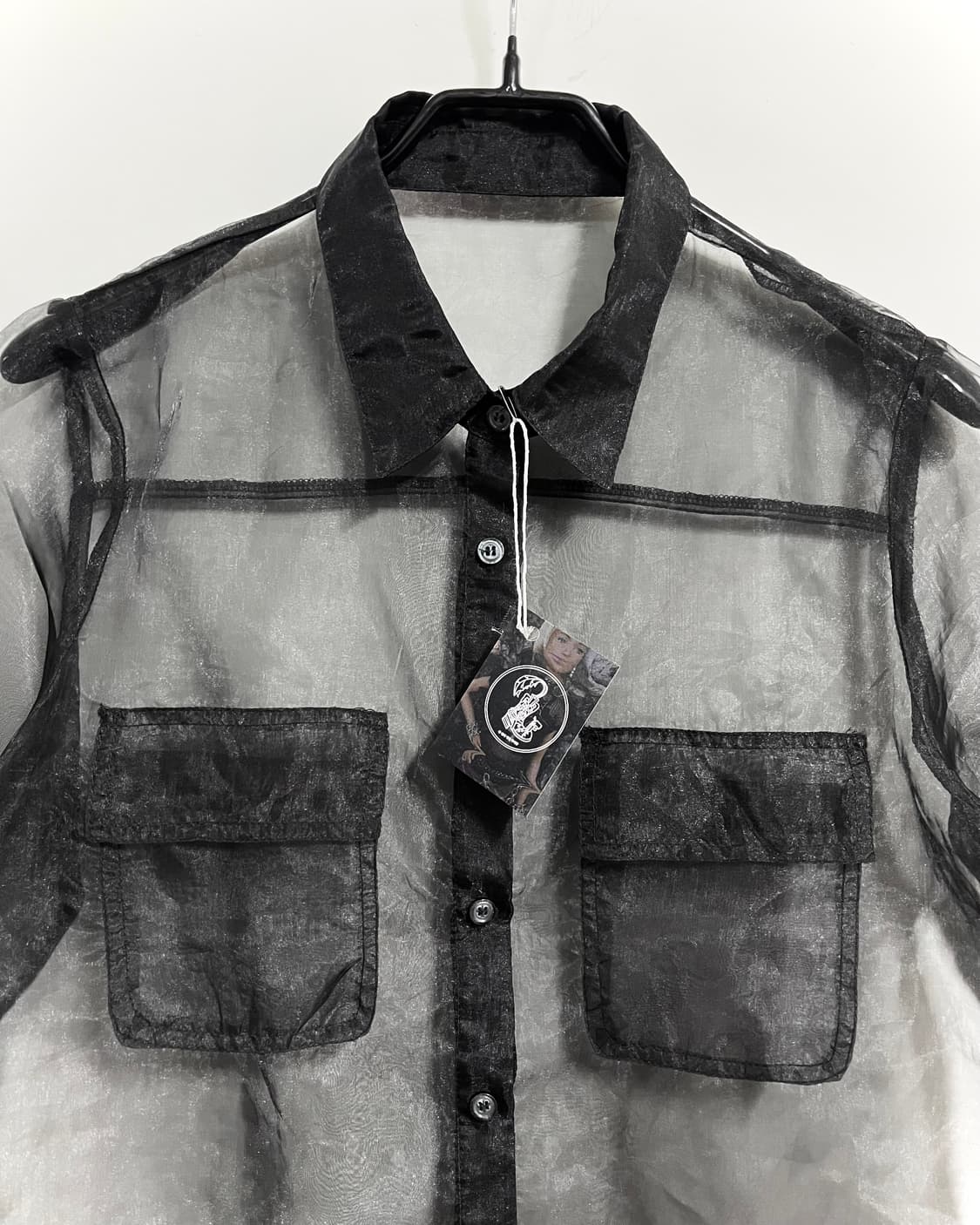 JPN Vintage See Through Black Half Shirt 상품이미지4