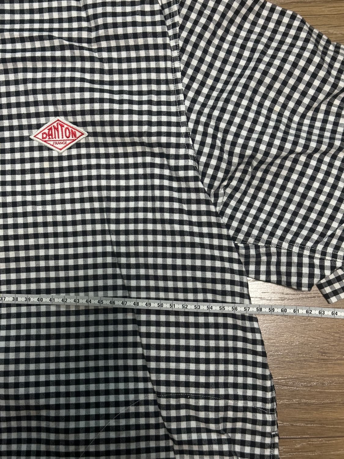 단톤 깅엄 체크 셔츠 반팔 카라티 44 사이즈 상품이미지7