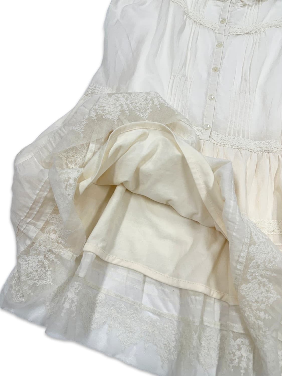 빈티지 Lowrys Farm 모리 레이스 프릴 레이어드 슬리브리스 상품이미지4