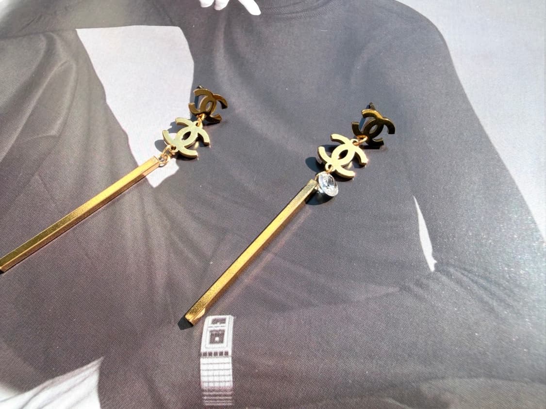 샤넬 레이어드 드롭 이어링 골드 상품이미지6