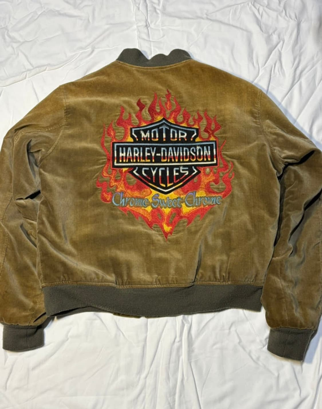 90s 할리 데이비슨 플레임 로고 바시티 봄버 자켓 상품이미지2