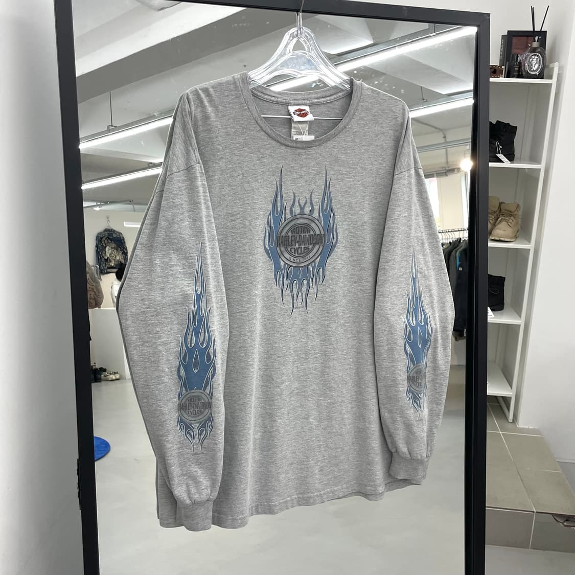 할리데이비슨 00s 블루 플레임 불꽃 롱슬리브 상품이미지1