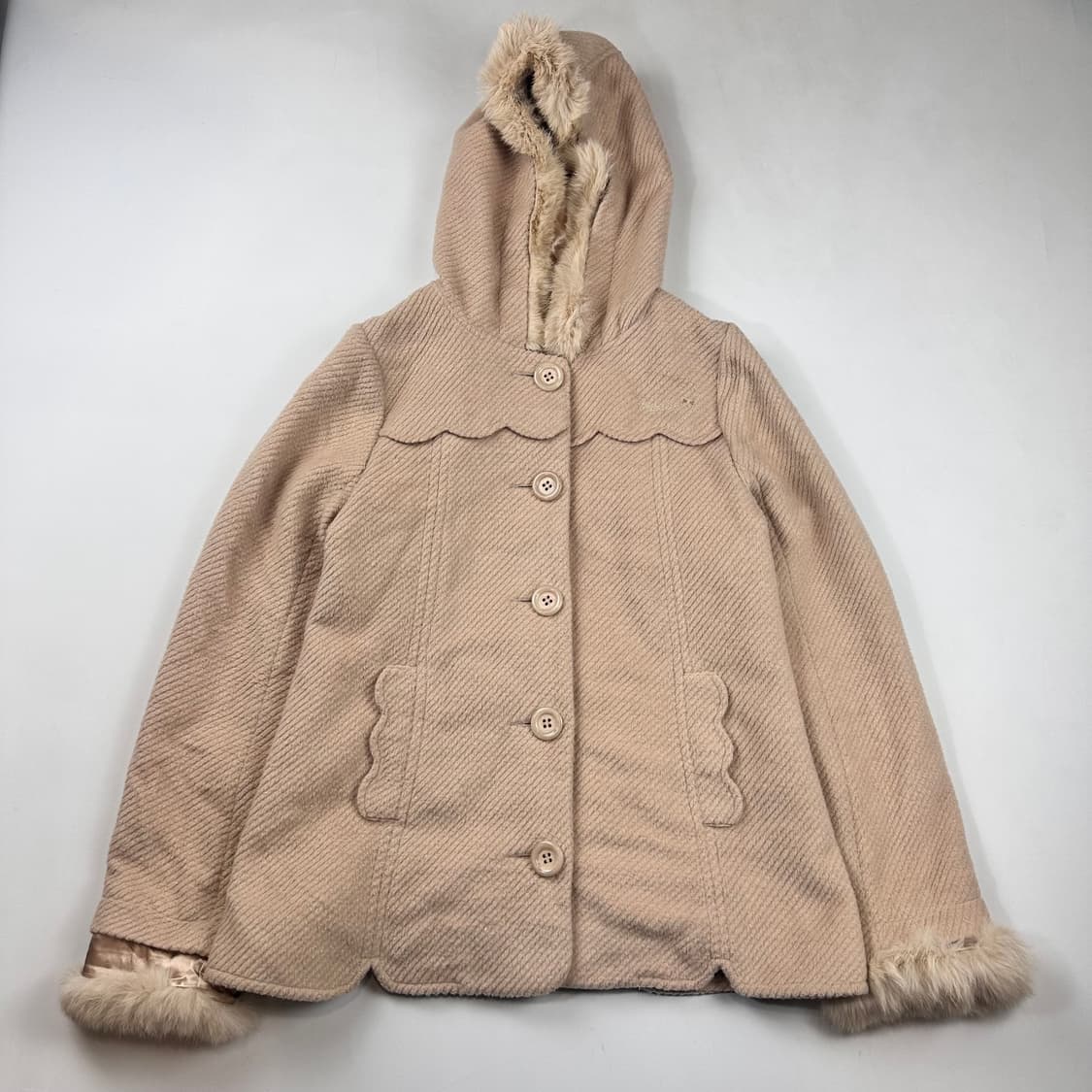 메조피아노 핑크 퍼 코트 상품이미지1