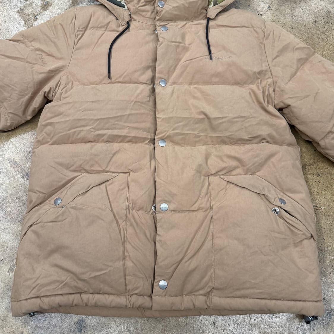 [정품/M] 칼하트 후드 다운 패딩 카키 브라운 b19 상품이미지3