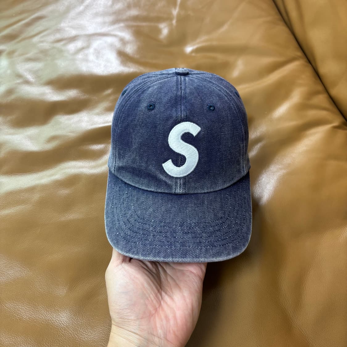 Supreme 슈프림 피그먼트 워시드 네이비 S로고 6패널 볼캡 모자 상품이미지2