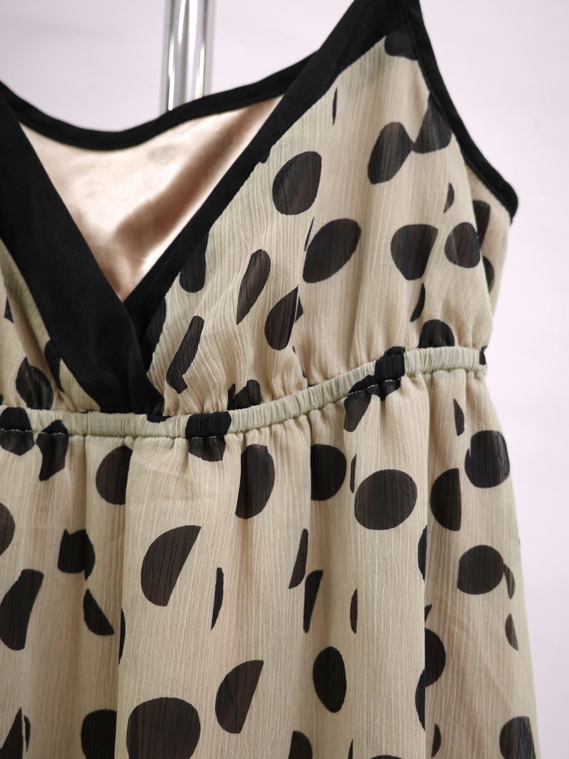 빈티지 베이지 도트 원피스 상품이미지3