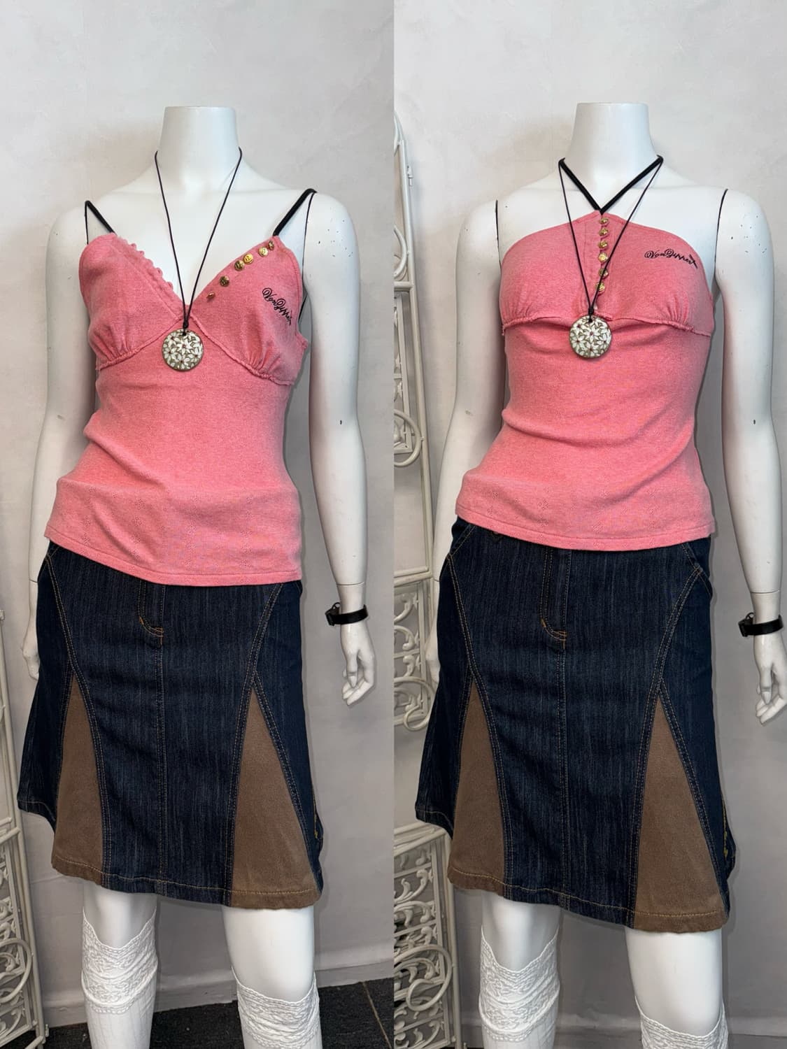 Baby pink button two ways sleeveless 상품이미지1