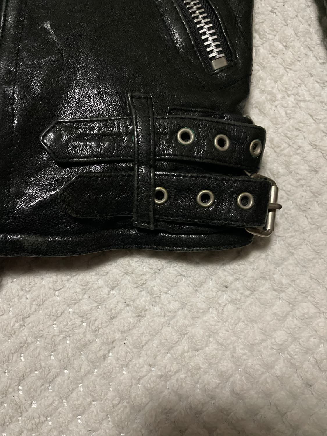 광희시장 웨스턴 무드 램스킨 양가죽 바이커 레더 자켓 상품이미지6