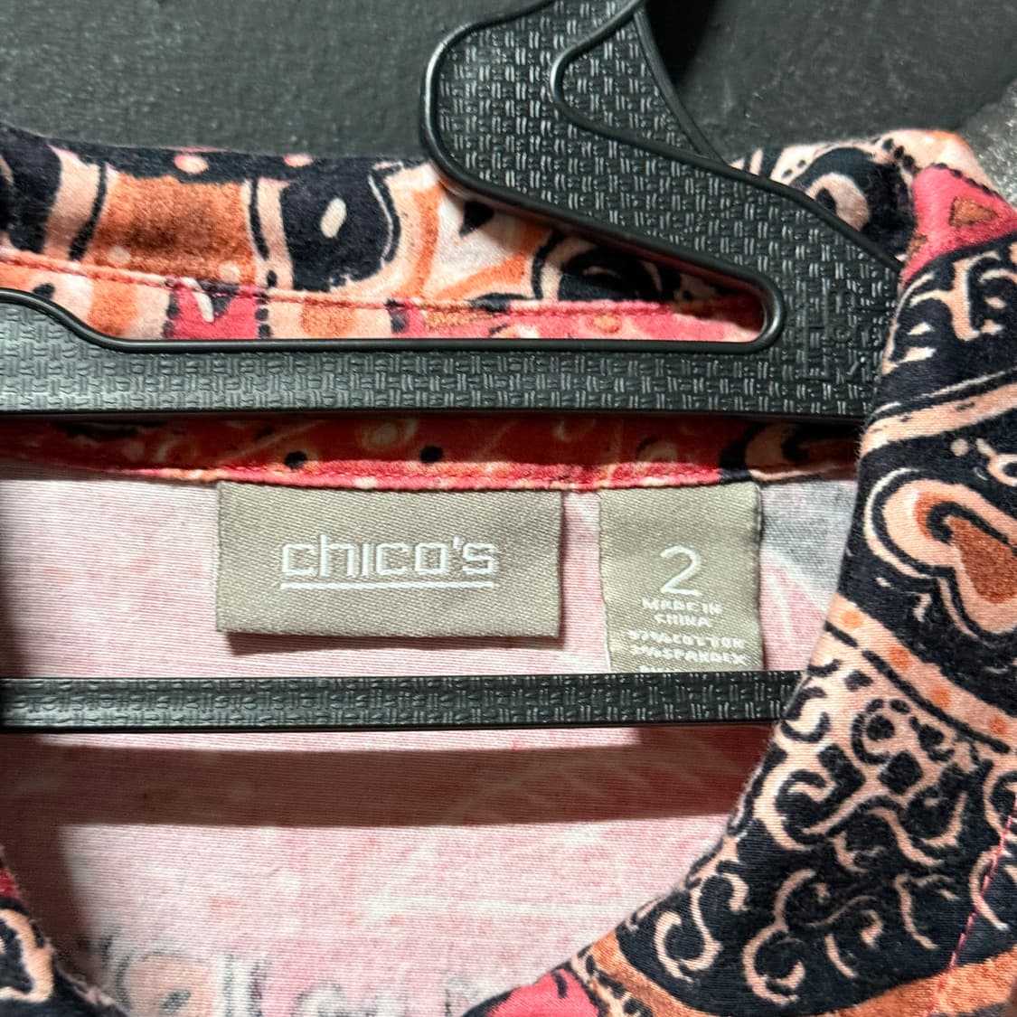 Chico's 치코스 오리엔탈 페이즐리 풀 패턴 반팔 셔츠 상품이미지5