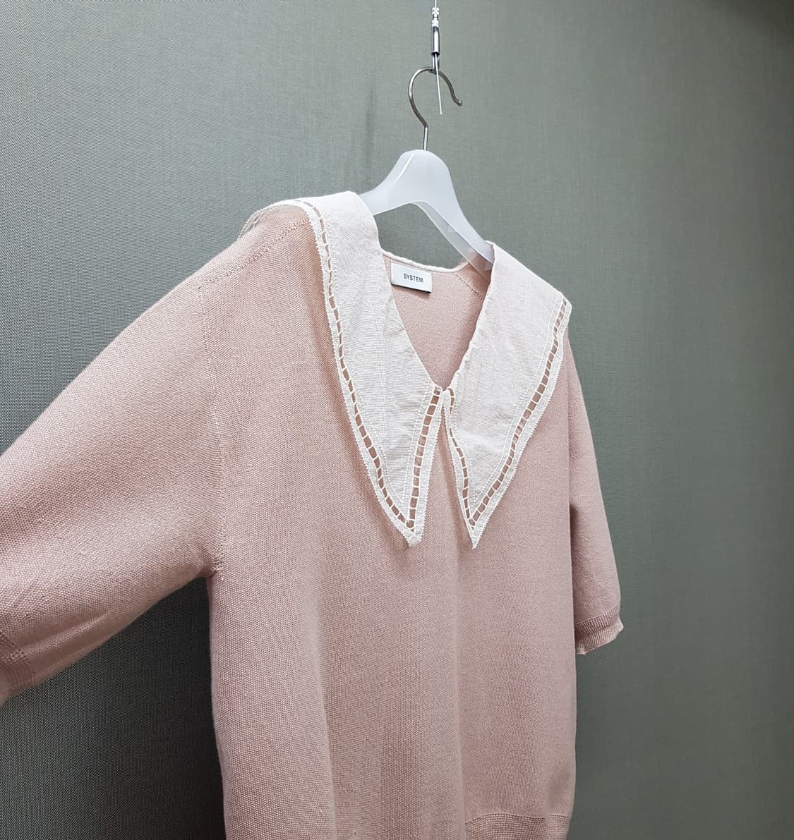 한섬 시스템 2021 빅 세일러카라 배색 니트 탑 90F사이즈 상품이미지3