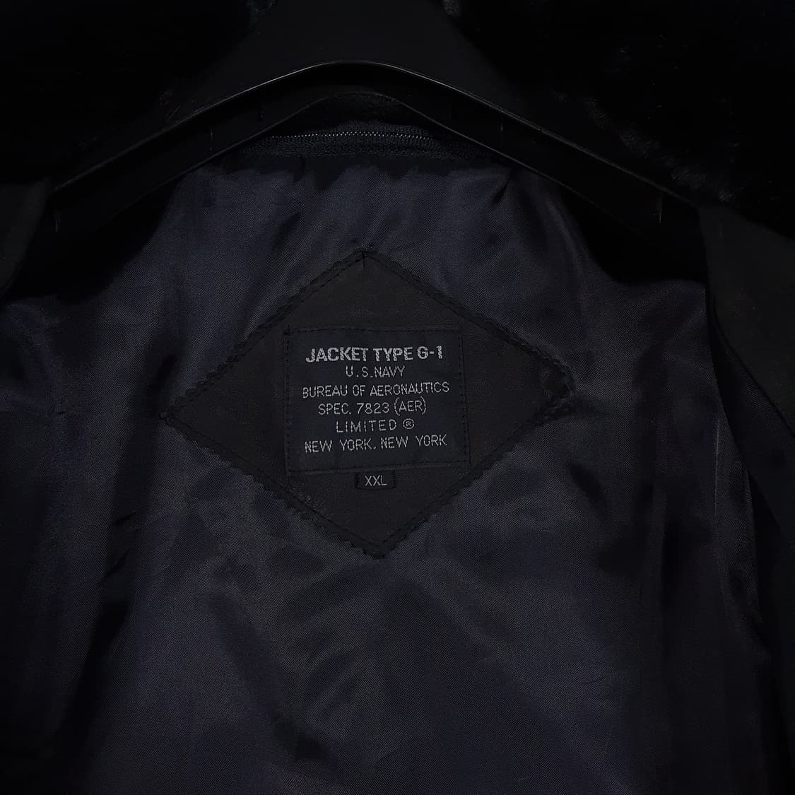 2XL (110) 빈티지 양가죽 G-1 블랙 퍼 플라이트 a-2 자켓 상품이미지6