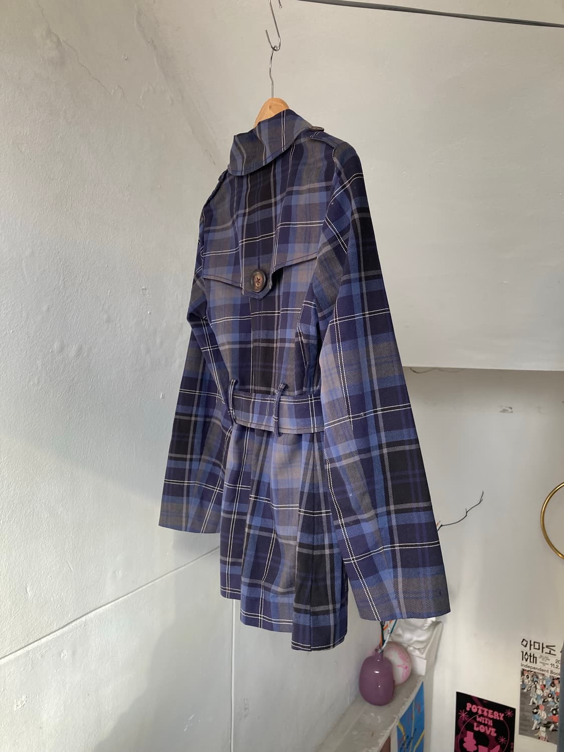 타미힐피거 체크 왕버튼 미디 자켓 상품이미지7