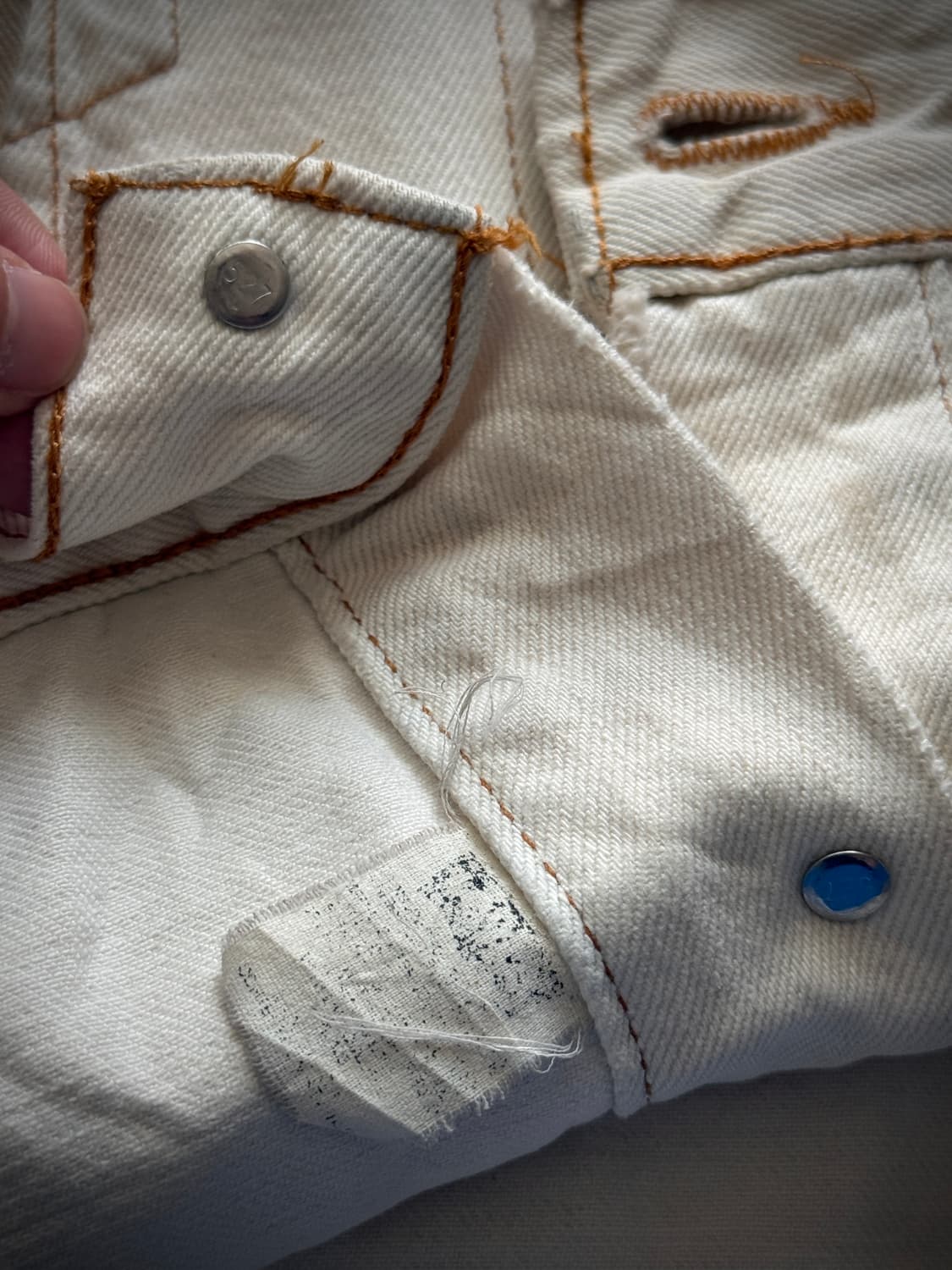 90s USA 리바이스 70507-0251 화이트 코튼 트윌 트러커 자켓 상품이미지10