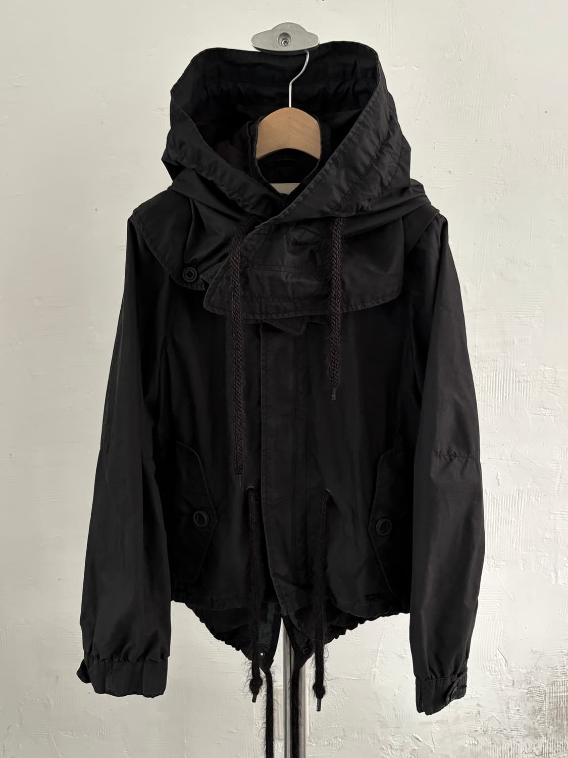 Diesel 디젤 밀리터리 블랙 크롭 후드 자켓 상품이미지1