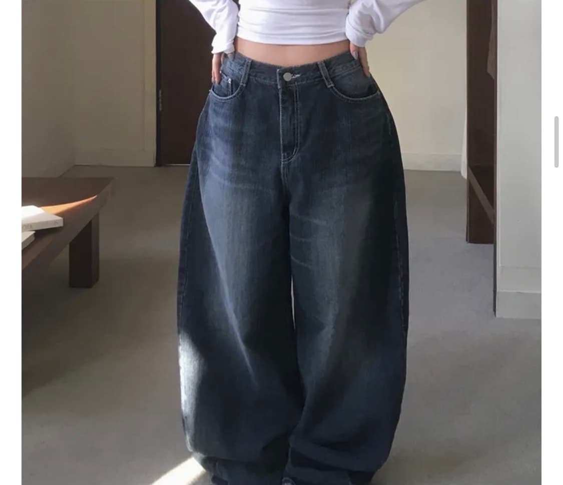 와이드 벌룬 롱 데님 팬츠  상품이미지2