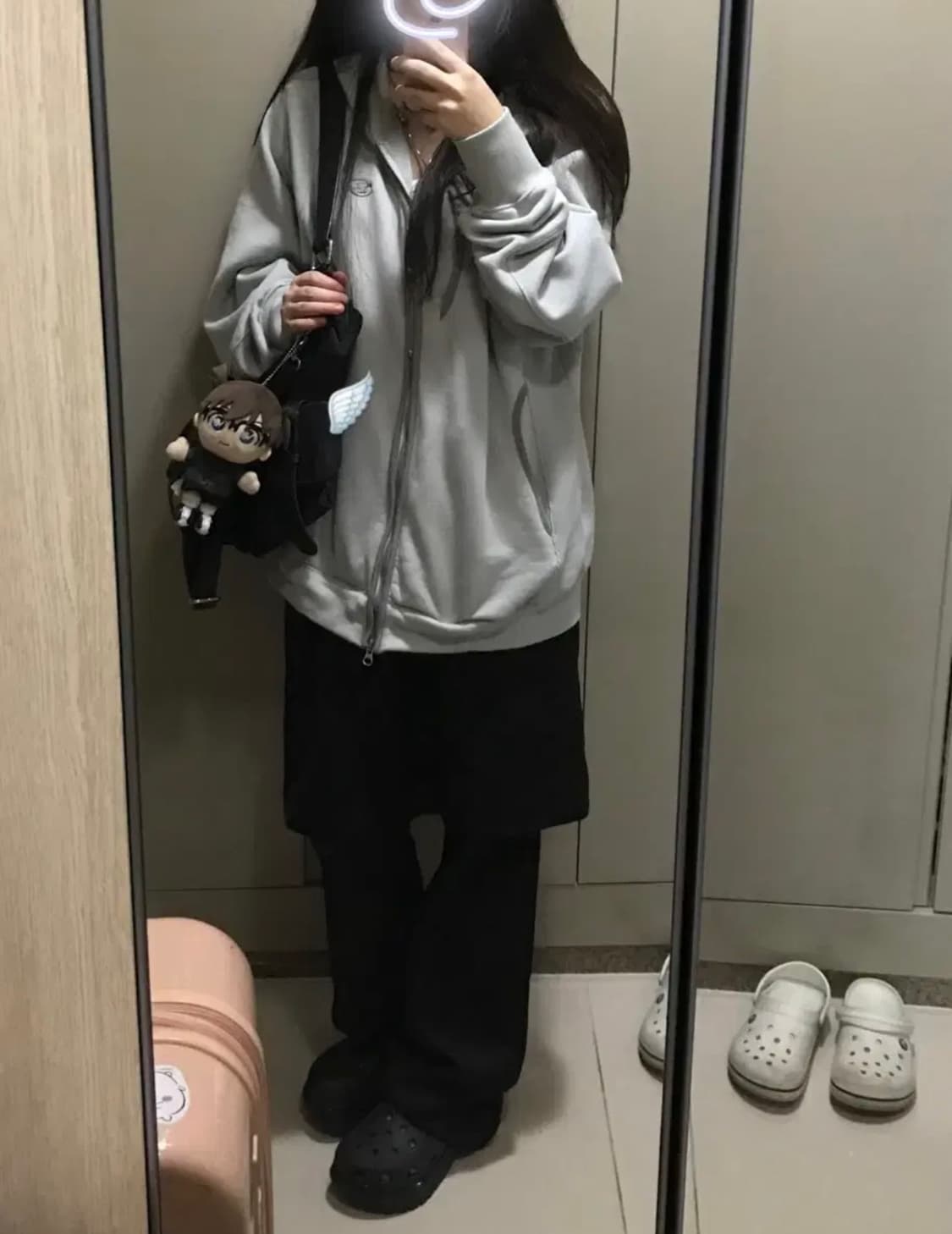 산산기어 후드집업 그레이 24SS 2사이즈(착샷o) 상품이미지3