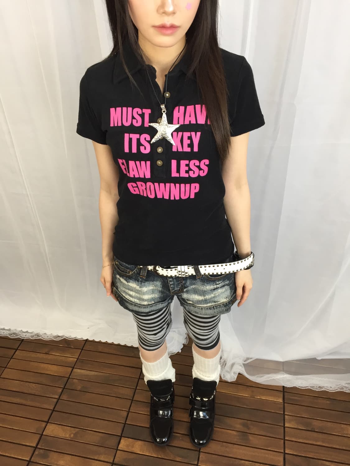 Jpn Hot Pink Lettering Black Terry Top 상품이미지3