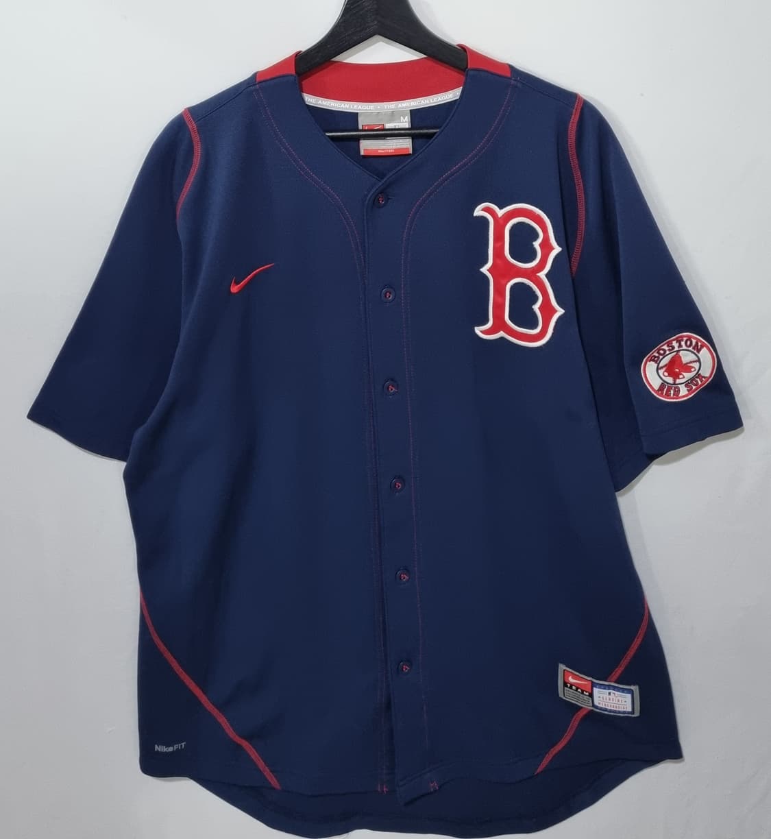 오버핏 M ) 나이키 X MLB 보스턴레드삭스 네이비 반팔 유니폼 져지 상품이미지1