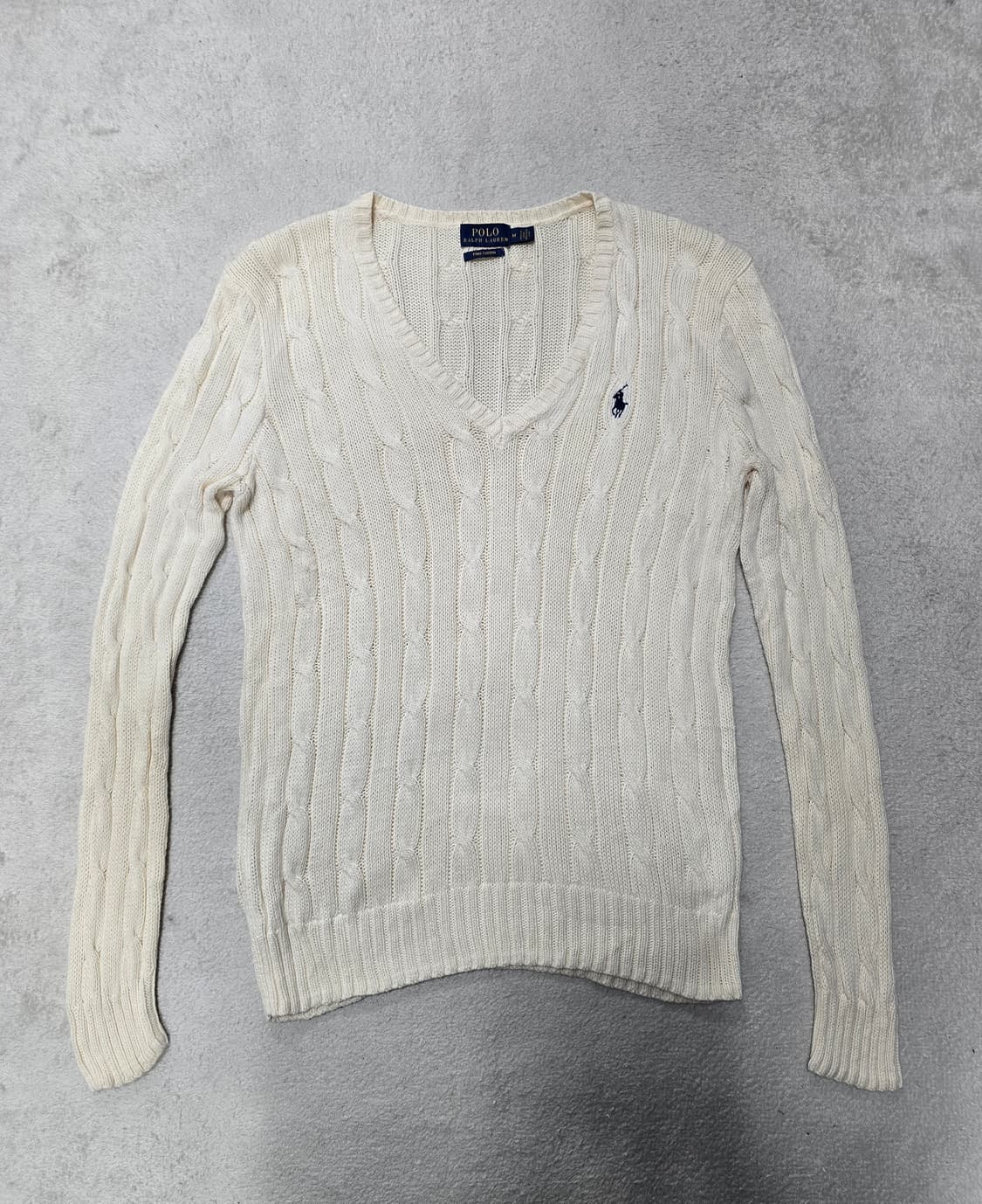 폴로랄프로렌 케이블 코튼 브이넥 니트 M 상품이미지3