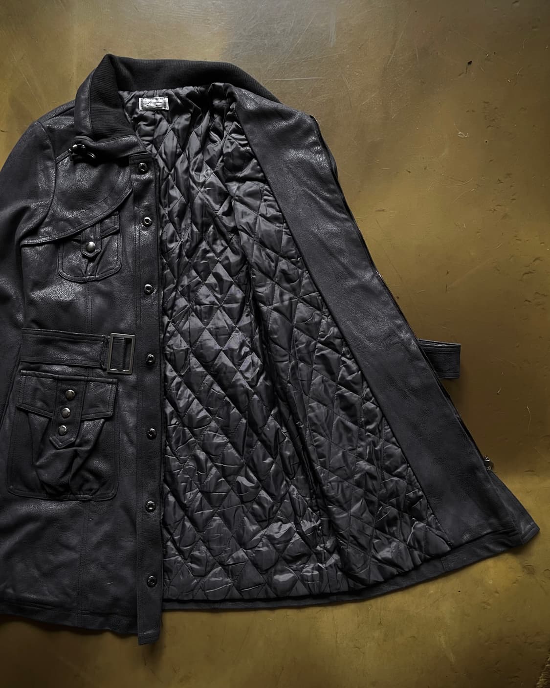 Vintage Gothic Faux Leather Belted Coat 상품이미지8