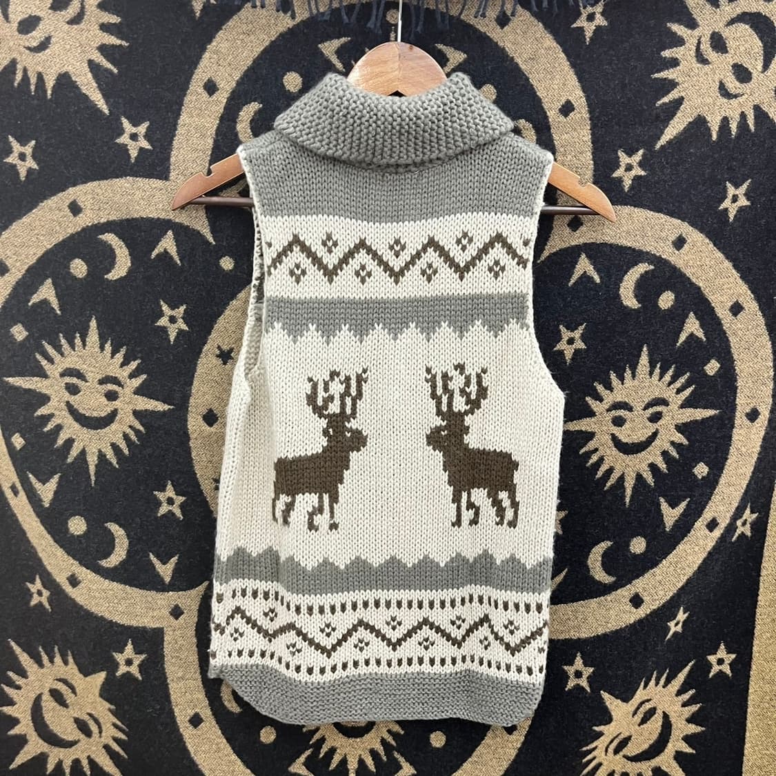 빈티지 하구미 노르딕 코위찬 니트 집업 조끼 베스트 K0089 상품이미지3