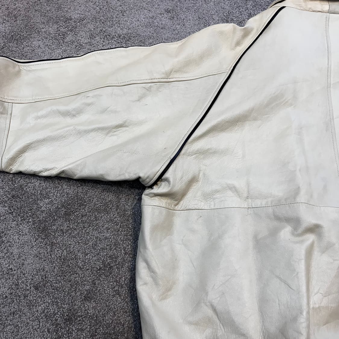 U.S.A 빈티지 크림 양가죽 봄버 항공점퍼2XL 상품이미지10