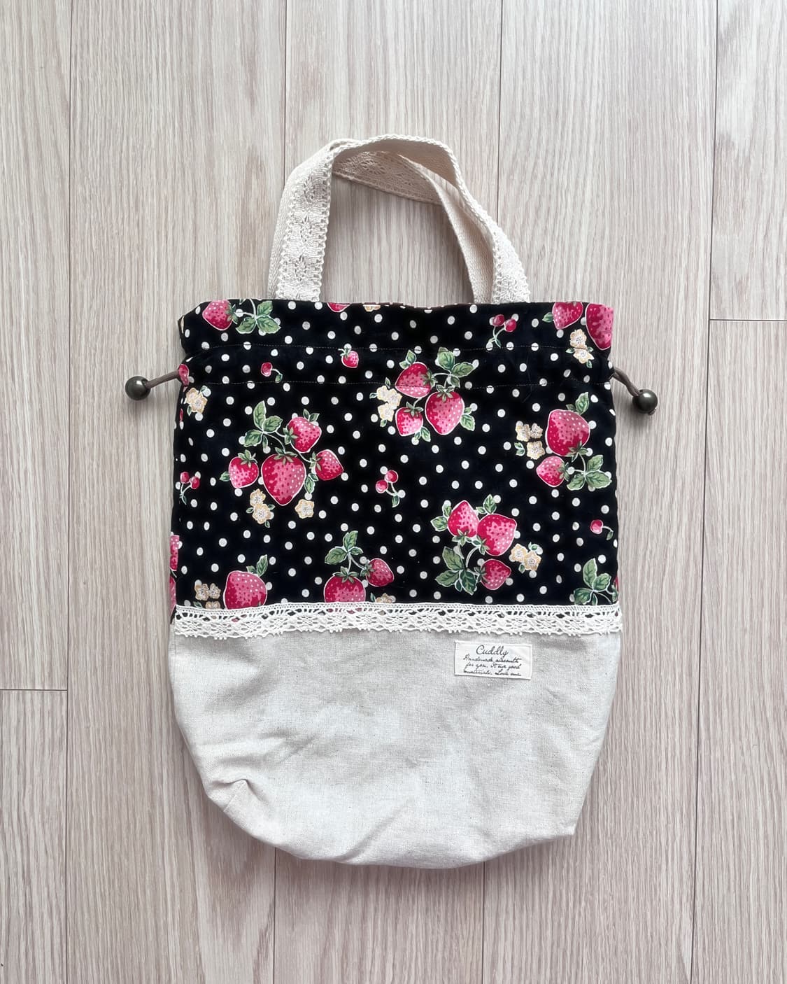 딸기 도트 크로셰 토트백 상품이미지3