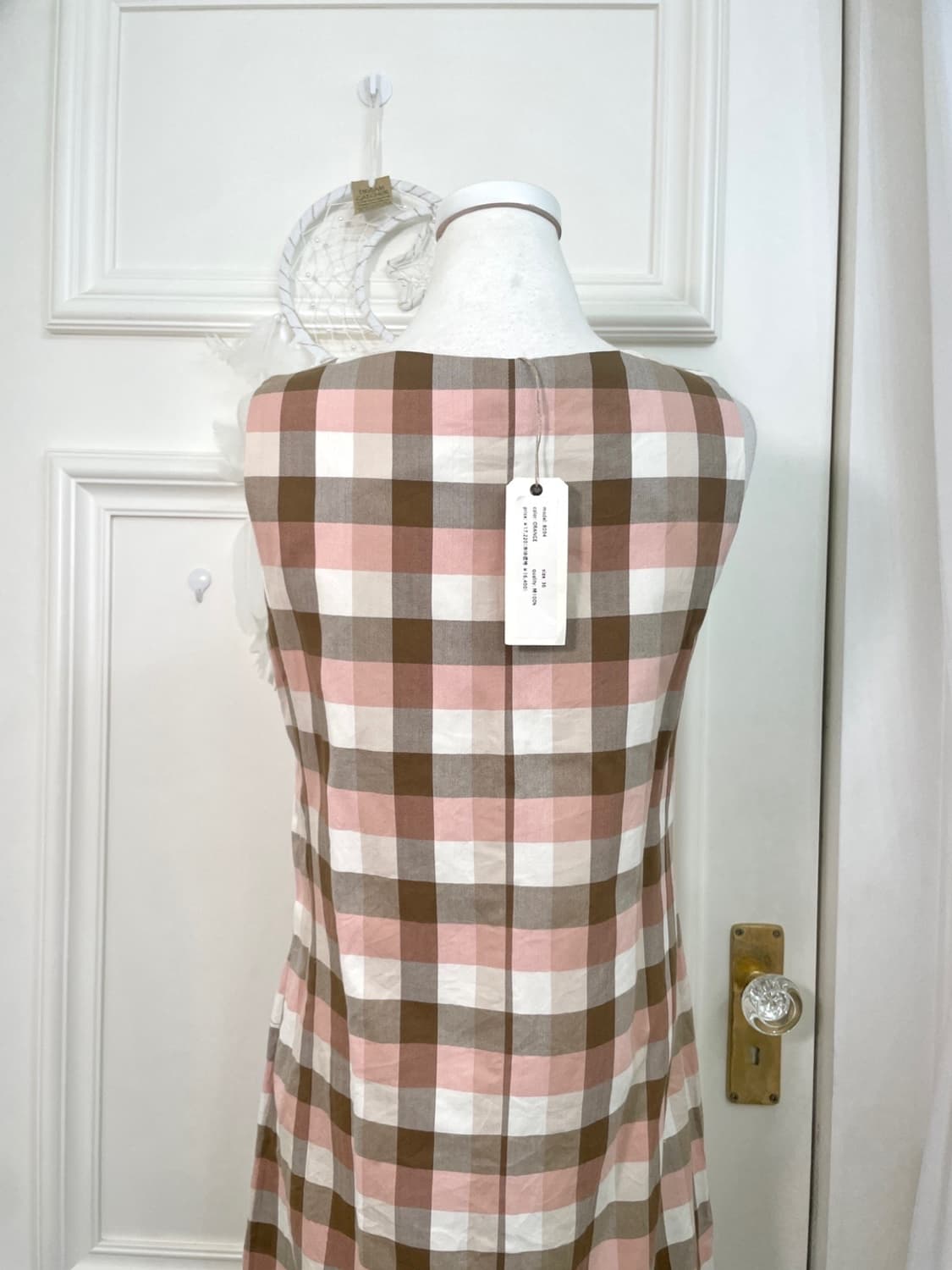 pink brown check cotton summer opc 상품이미지4